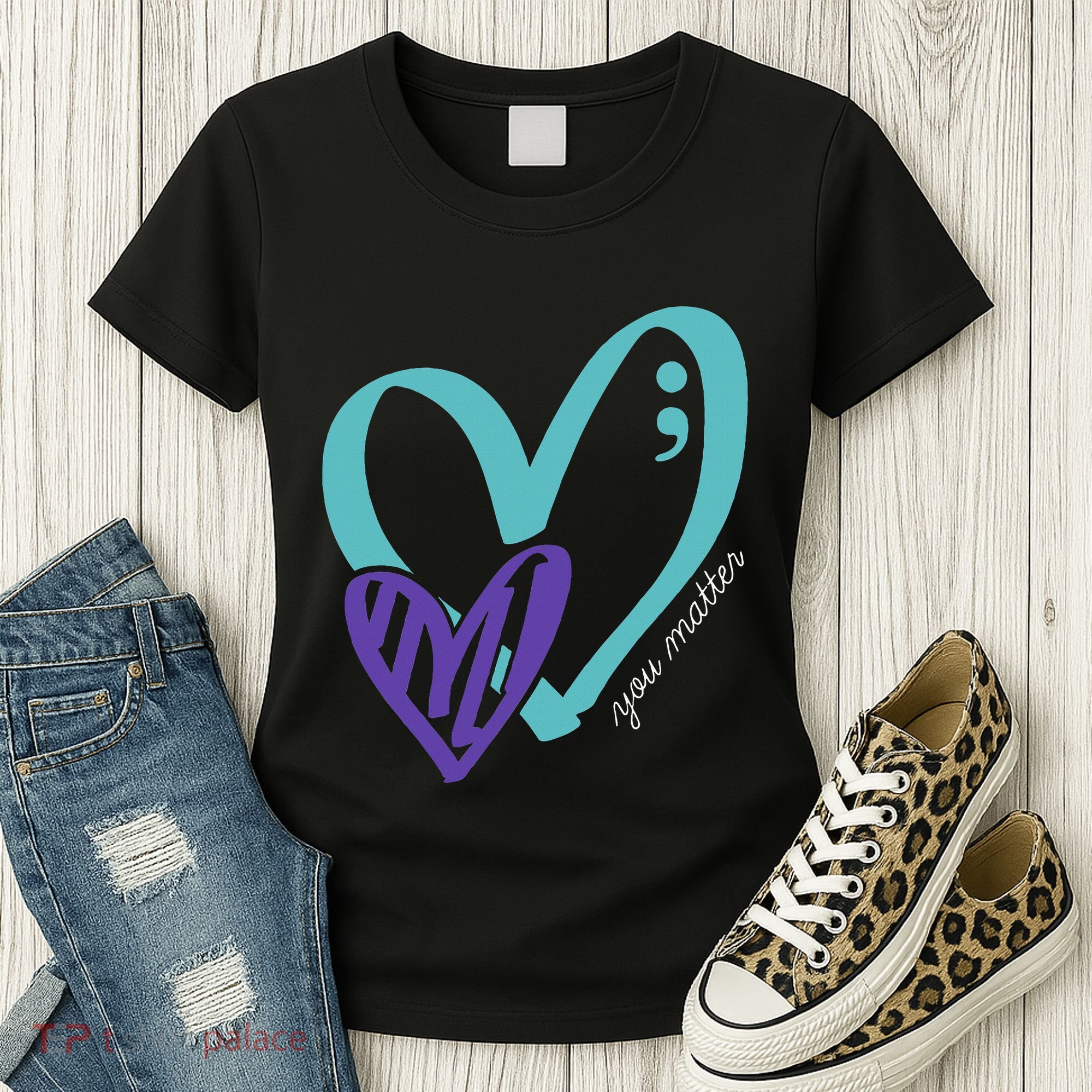 You Matter Suicide Prevention Awareness Teal Purple Heart Women's T-Shirt