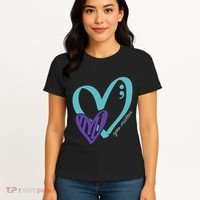 You Matter Suicide Prevention Awareness Teal Purple Heart Women's T-Shirt thumb 4