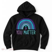 You Matter Semicolon Suicide Prevention Purple Teal Rainbow Hoodie thumb 0