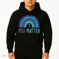 You Matter Semicolon Suicide Prevention Purple Teal Rainbow Hoodie thumb 2