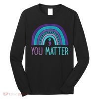 You Matter Semicolon Suicide Prevention Purple Teal Rainbow Long Sleeve Shirt thumb 0