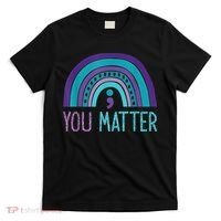 You Matter Semicolon Suicide Prevention Purple Teal Rainbow T-Shirt thumb 0