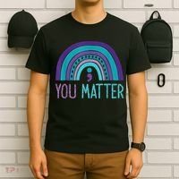 You Matter Semicolon Suicide Prevention Purple Teal Rainbow T-Shirt thumb 6
