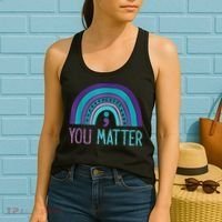 You Matter Semicolon Suicide Prevention Purple Teal Rainbow Women's Tank Top thumb 2