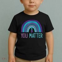 You Matter Semicolon Suicide Prevention Purple Teal Rainbow Toddler T-Shirt thumb 2