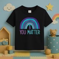 You Matter Semicolon Suicide Prevention Purple Teal Rainbow Toddler T-Shirt thumb 3
