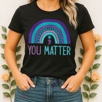 You Matter Semicolon Suicide Prevention Purple Teal Rainbow Women's T-Shirt thumb 2