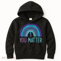 You Matter Semicolon Suicide Prevention Purple Teal Rainbow Kids Hoodie thumb 0