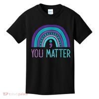 You Matter Semicolon Suicide Prevention Purple Teal Rainbow Kids T-Shirt thumb 0