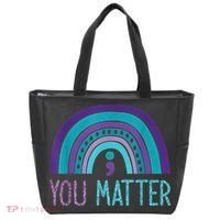 You Matter Semicolon Suicide Prevention Purple Teal Rainbow Tote Bag thumb 0