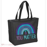You Matter Semicolon Suicide Prevention Purple Teal Rainbow Tote Bag thumb 2
