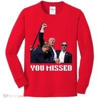 You Missed Trump 2024 Kids Long Sleeve Shirt thumb 0