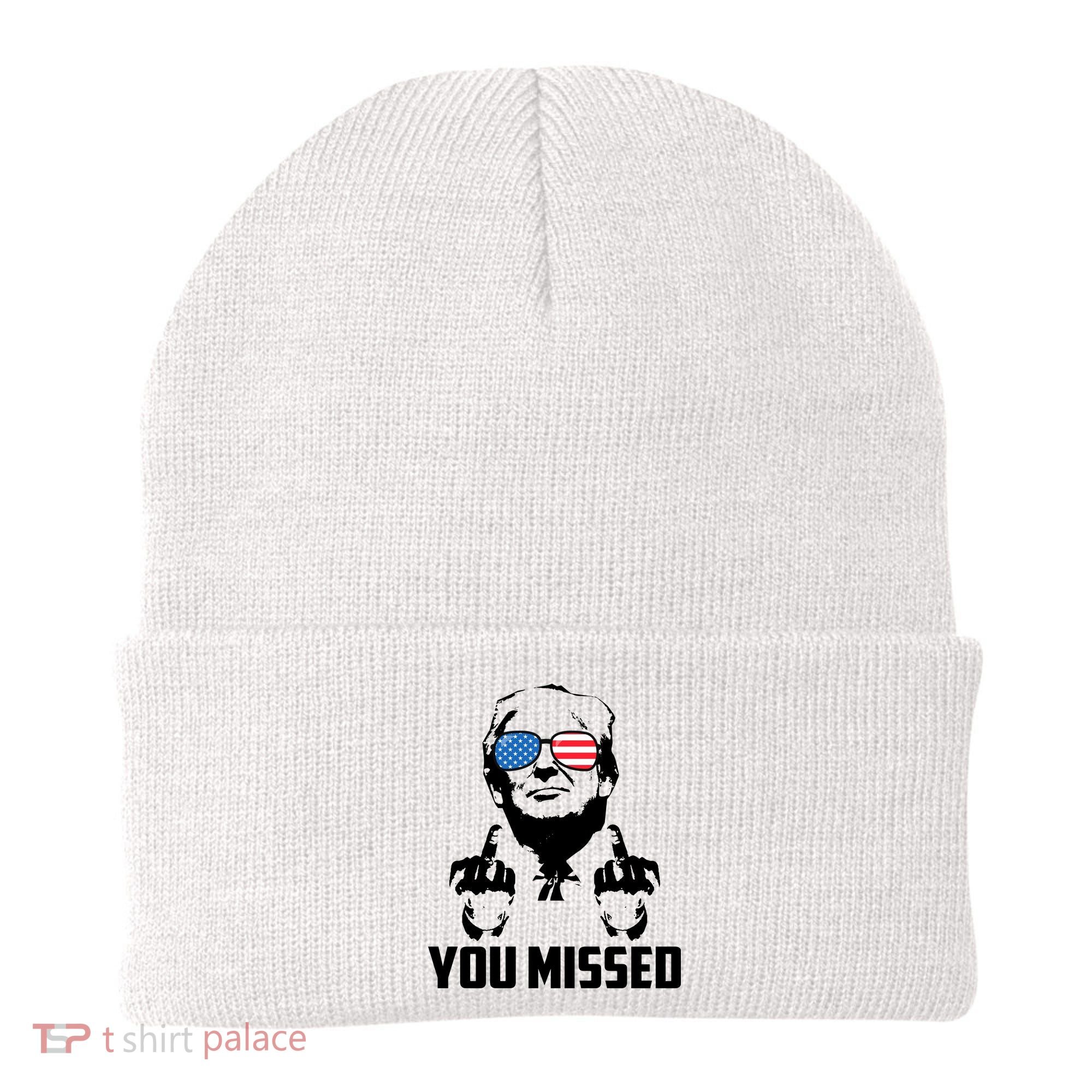 You Missed Trump Middle Finger Usa Funny Beanie