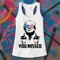 You Missed Trump Middle Finger Usa Funny Women's Tank Top thumb 3