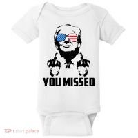 You Missed Trump Middle Finger Usa Funny Baby Bodysuit thumb 0