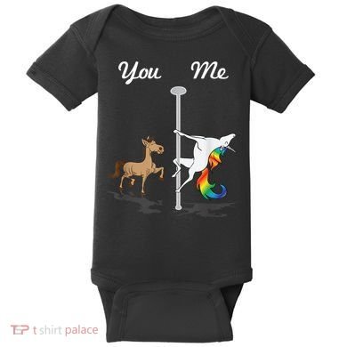 You Me Unicorn Pole Dancing Unicorn Baby Bodysuit