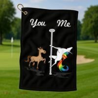 You Me Unicorn Pole Dancing Unicorn Golf Towel thumb 1