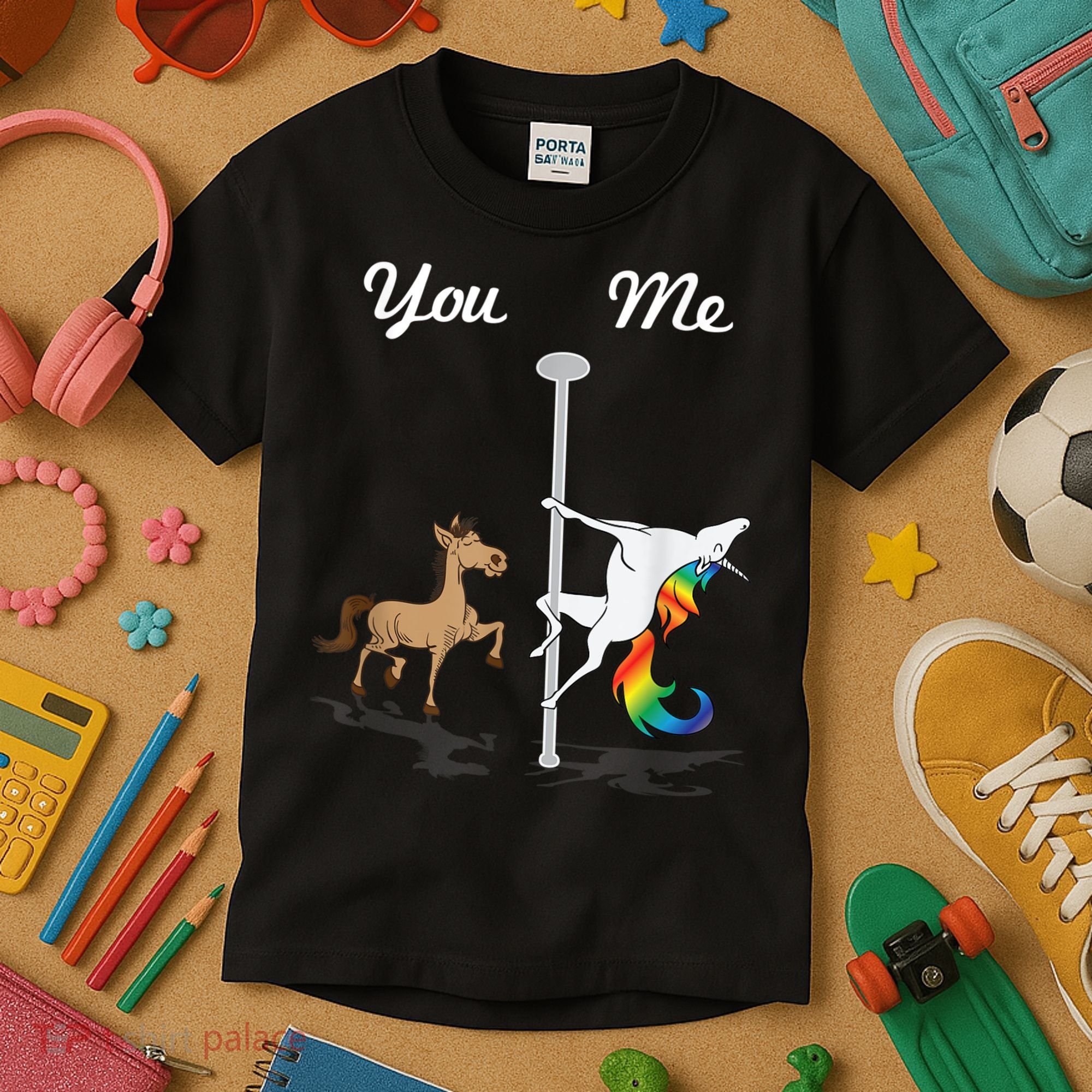 You Me Unicorn Pole Dancing Unicorn Kids T-Shirt