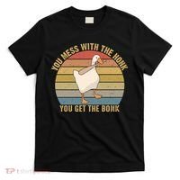 You Mess With The Honk You Get The Bonk Funny Retro Vintage Goose T-Shirt thumb 0