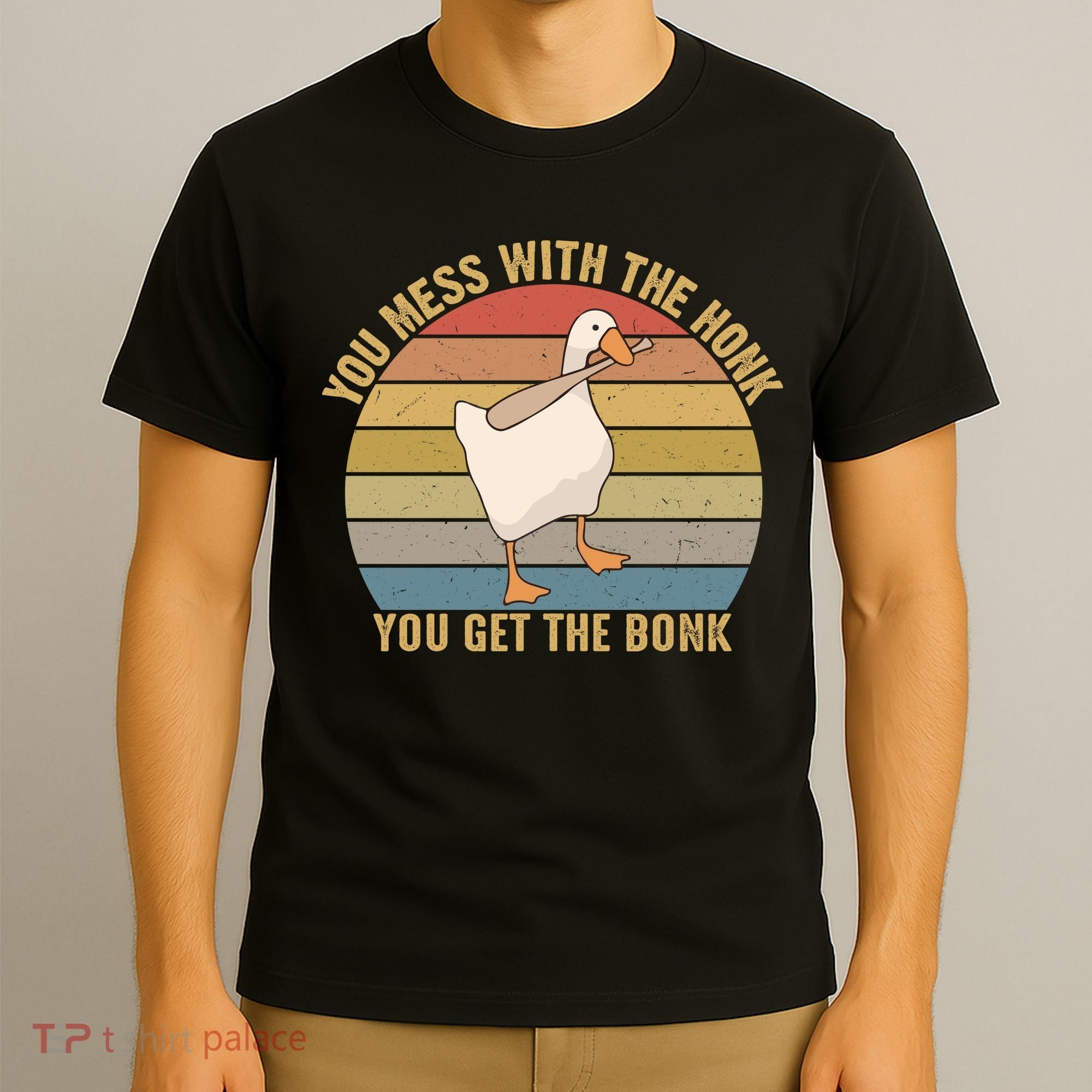 You Mess With The Honk You Get The Bonk Funny Retro Vintage Goose T-Shirt