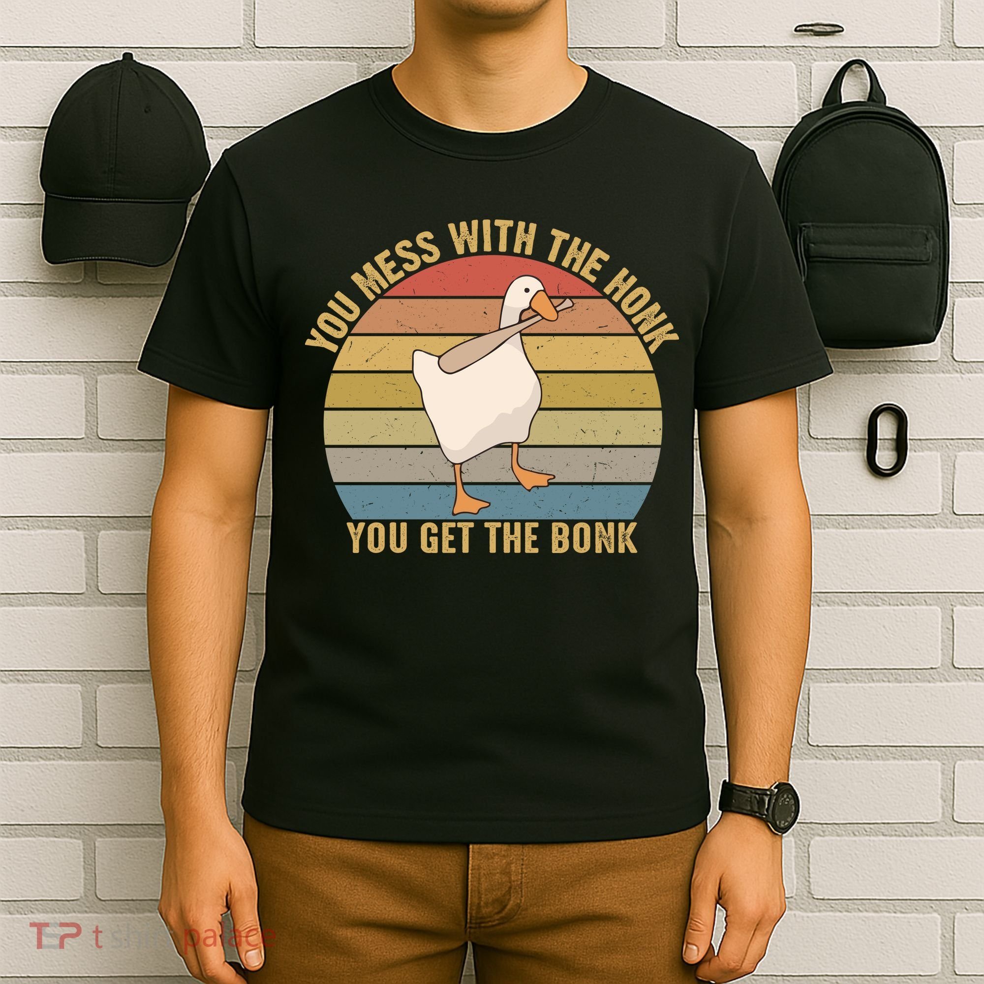 You Mess With The Honk You Get The Bonk Funny Retro Vintage Goose T-Shirt