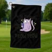 You Mess With The Meow Funny Cat Golf Towel thumb 1