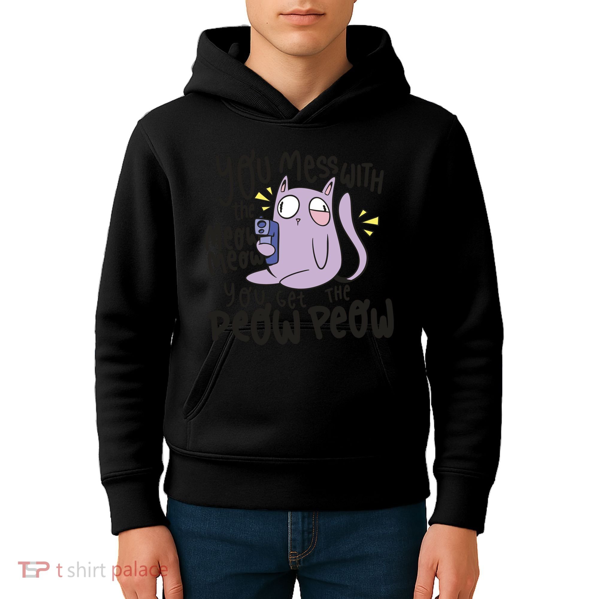 You Mess With The Meow Funny Cat Kids Hoodie
