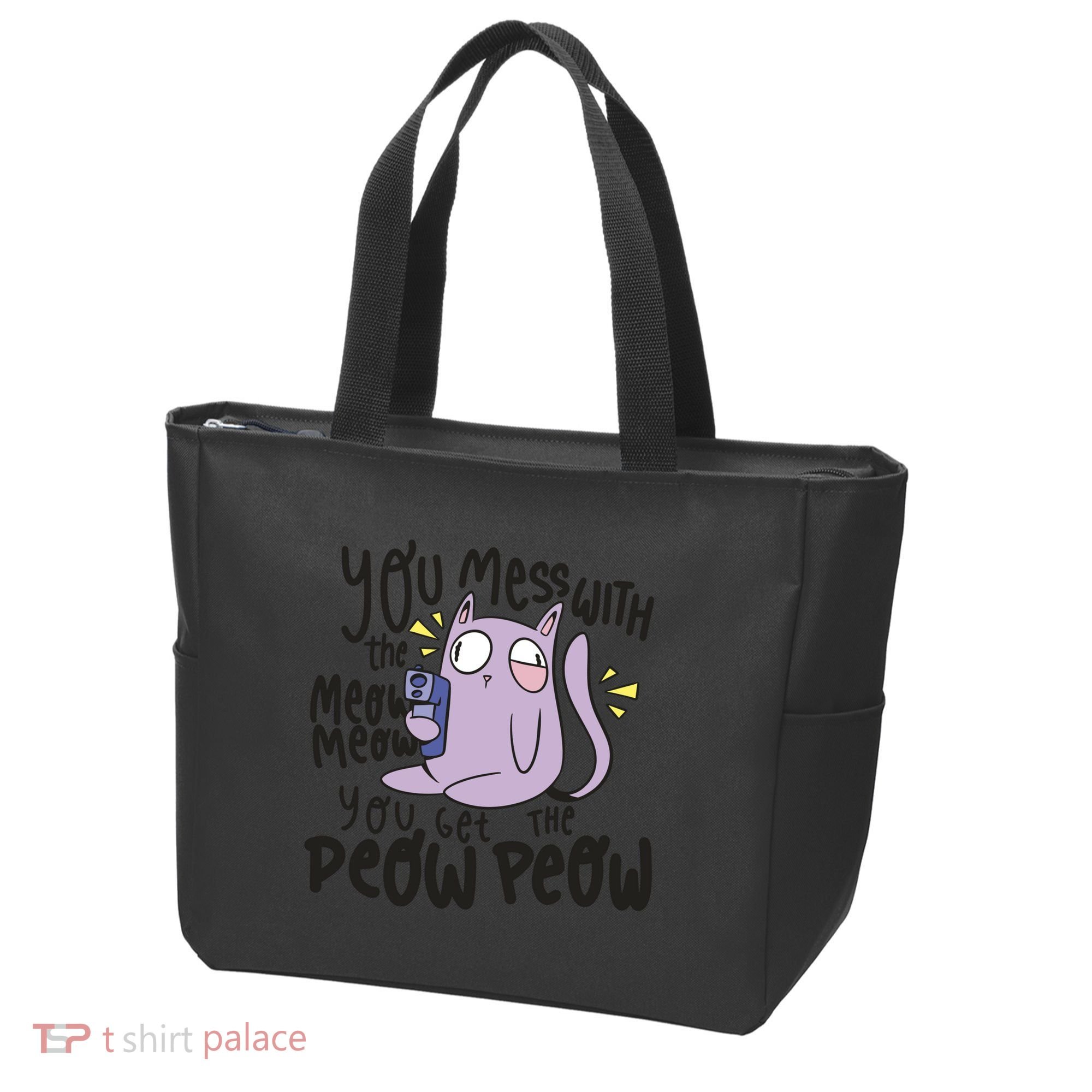 You Mess With The Meow Funny Cat Tote Bag