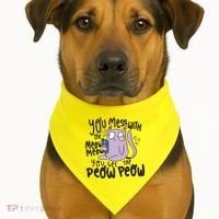 You Mess With The Meow Funny Cat USA-Made Doggie Bandana thumb 1