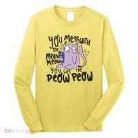 You Mess With The Meow Funny Cat Long Sleeve Shirt thumb 0