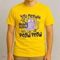 You Mess With The Meow Funny Cat T-Shirt thumb 3