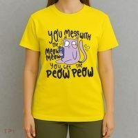 You Mess With The Meow Funny Cat T-Shirt thumb 4