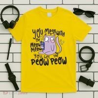 You Mess With The Meow Funny Cat T-Shirt thumb 5