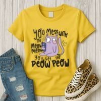 You Mess With The Meow Funny Cat Women's T-Shirt thumb 3