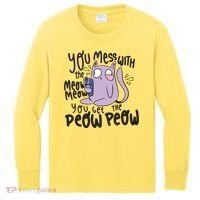 You Mess With The Meow Funny Cat Kids Long Sleeve Shirt thumb 0