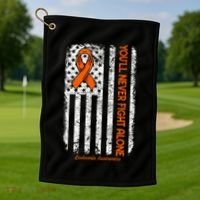 YouLl Never Fight Alone Blood Cancer Leukemia Awareness Golf Towel thumb 1