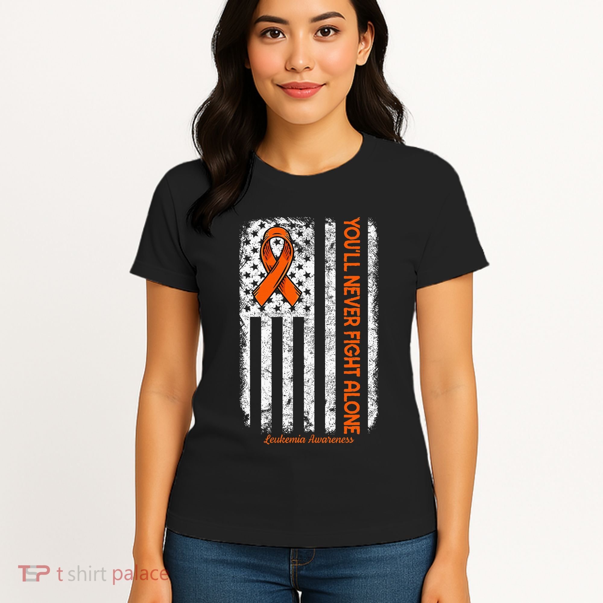 YouLl Never Fight Alone Blood Cancer Leukemia Awareness Women's T-Shirt