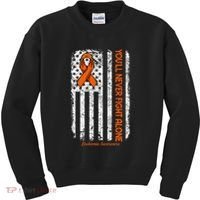 YouLl Never Fight Alone Blood Cancer Leukemia Awareness Kids Sweatshirt thumb 0