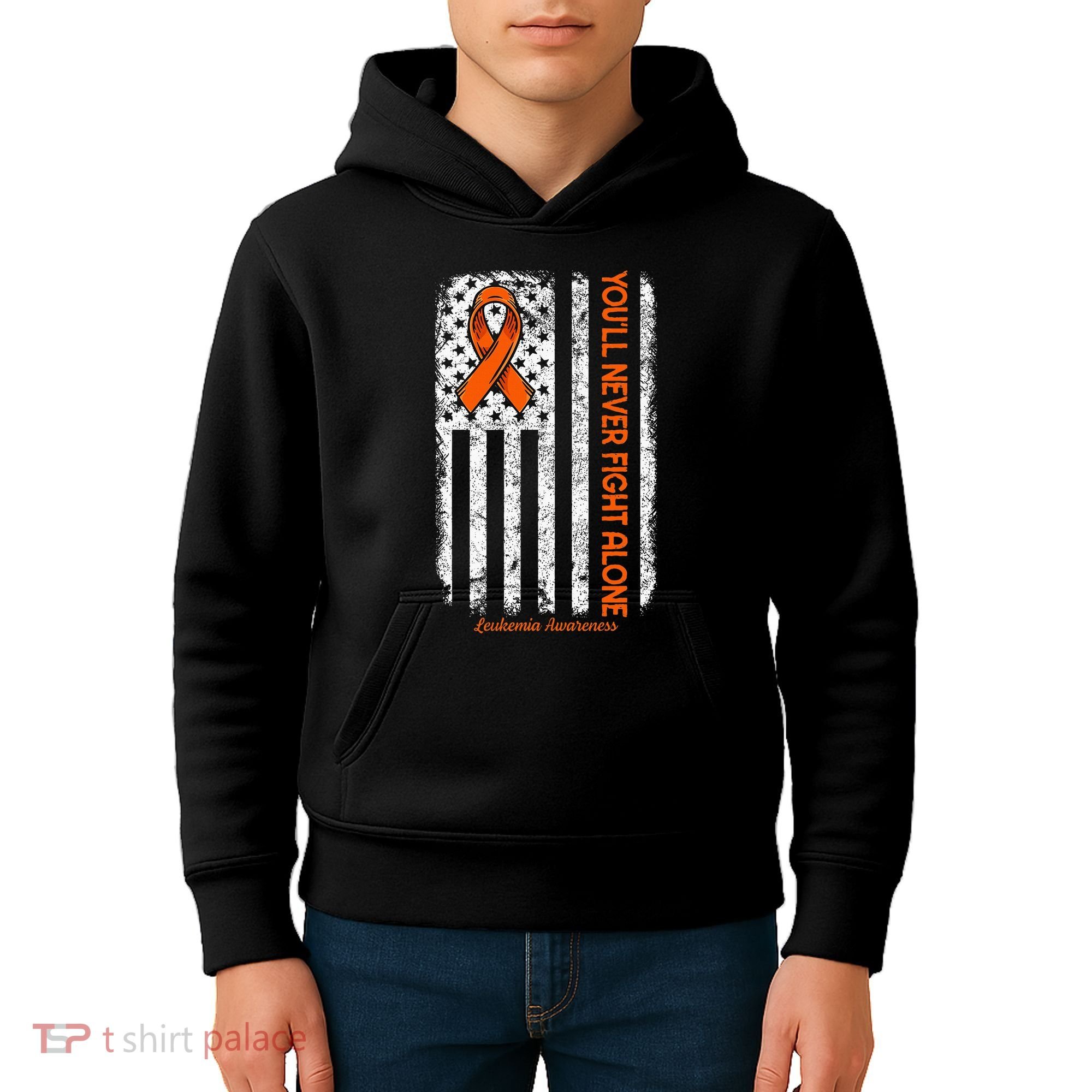 YouLl Never Fight Alone Blood Cancer Leukemia Awareness Kids Hoodie