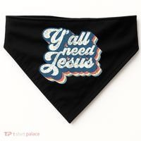 Yall Need Jesus Christian Retro 70s Christ Bible USA-Made Doggie Bandana thumb 0