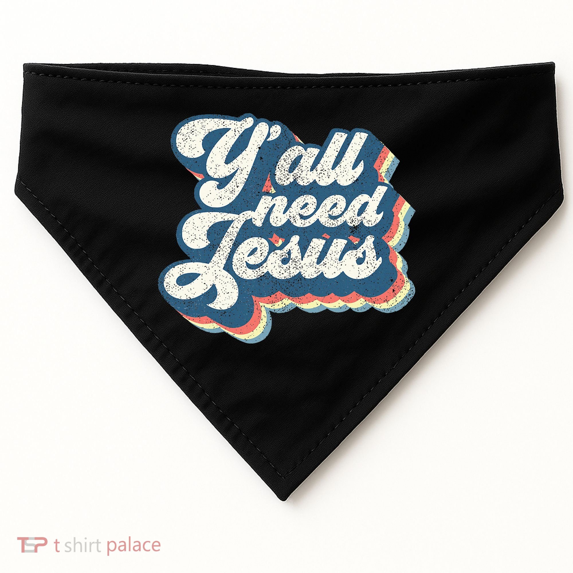 Yall Need Jesus Christian Retro 70s Christ Bible USA-Made Doggie Bandana