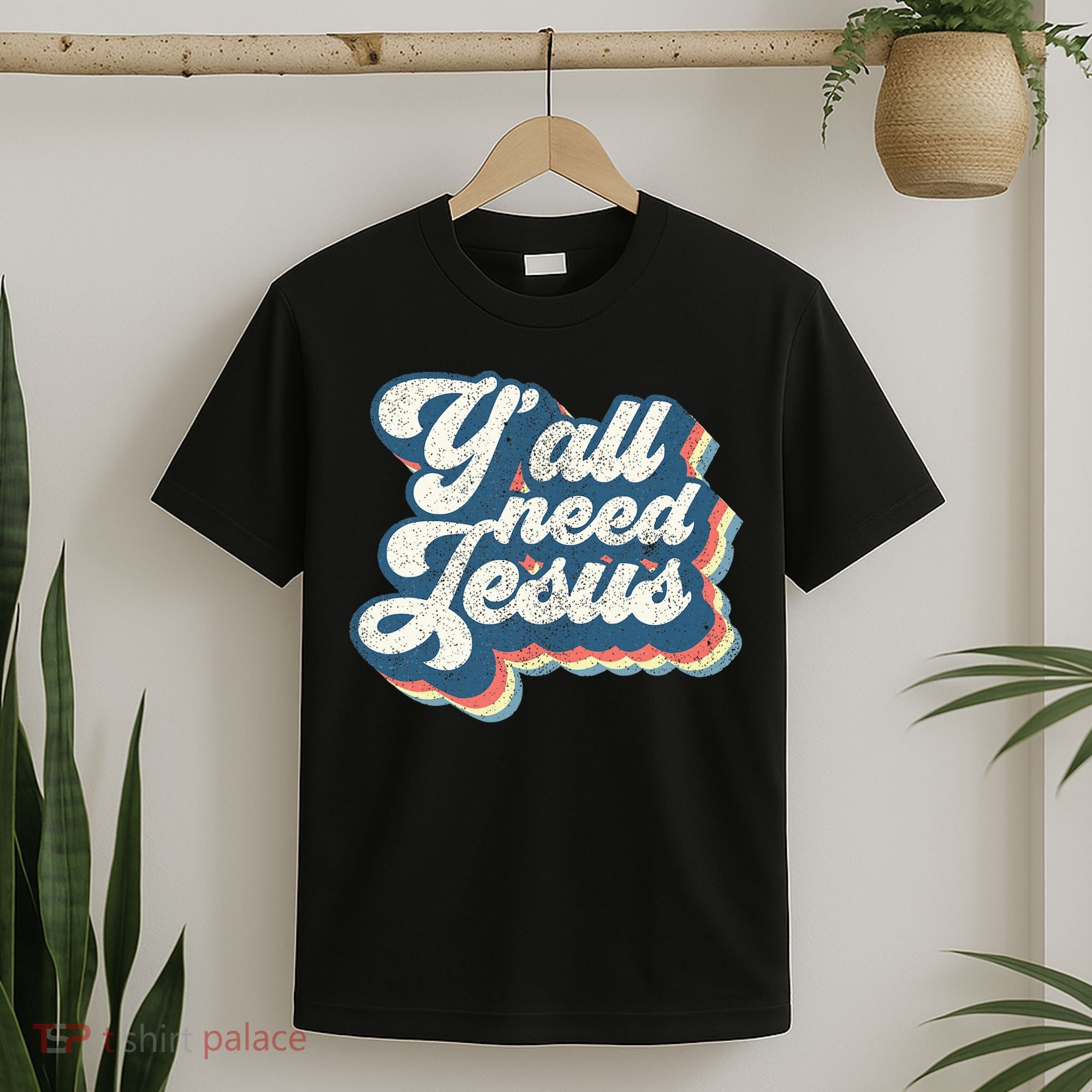 Yall Need Jesus Christian Retro 70s Christ Bible T-Shirt