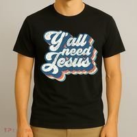 Yall Need Jesus Christian Retro 70s Christ Bible T-Shirt thumb 3