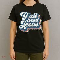 Yall Need Jesus Christian Retro 70s Christ Bible T-Shirt thumb 4