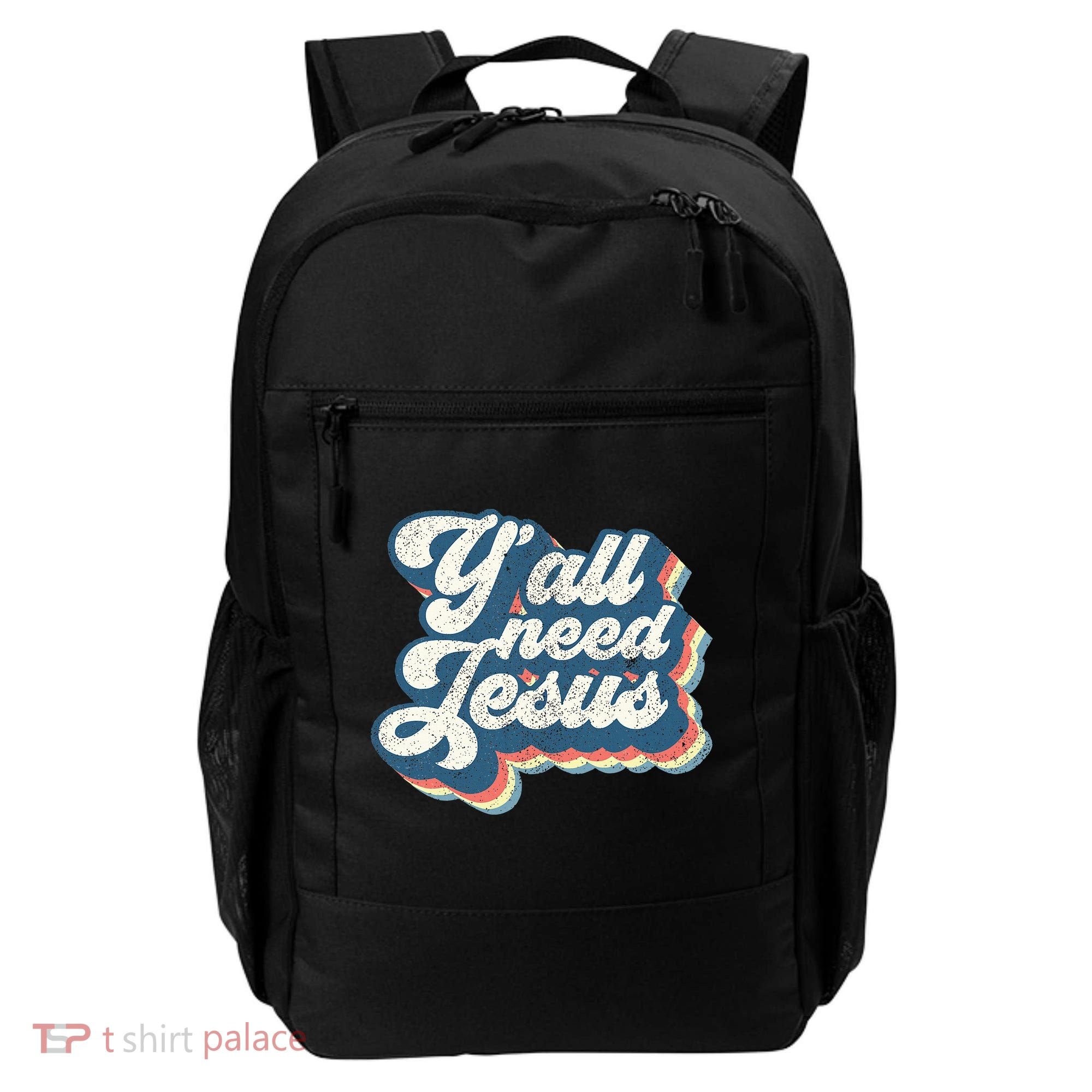 Yall Need Jesus Christian Retro 70s Christ Bible Backpack