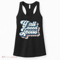 Yall Need Jesus Christian Retro 70s Christ Bible Women's Tank Top thumb 0