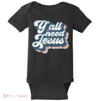 Yall Need Jesus Christian Retro 70s Christ Bible Baby Bodysuit thumb 0