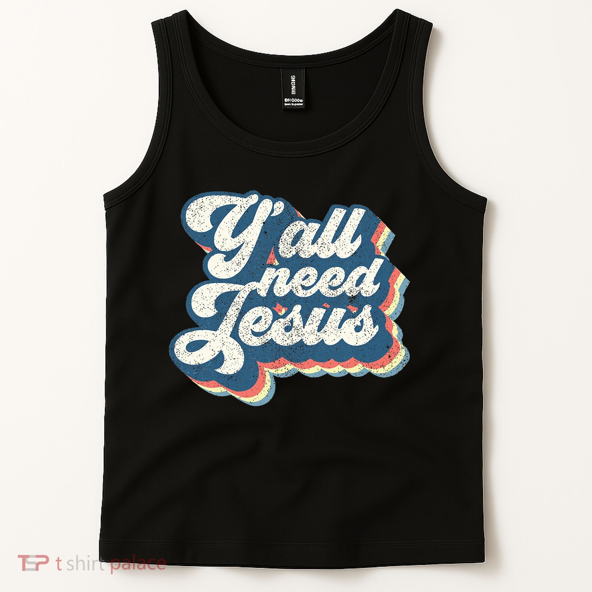 Yall Need Jesus Christian Retro 70s Christ Bible Tank Top