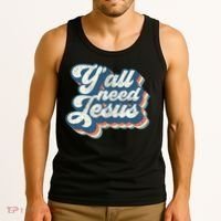 Yall Need Jesus Christian Retro 70s Christ Bible Tank Top thumb 3
