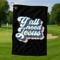 Yall Need Jesus Christian Retro 70s Christ Bible Golf Towel thumb 1